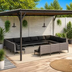 13 Piece Garden Lounge Set with Cushions Poly Rattan Outdoor Patio Furniture