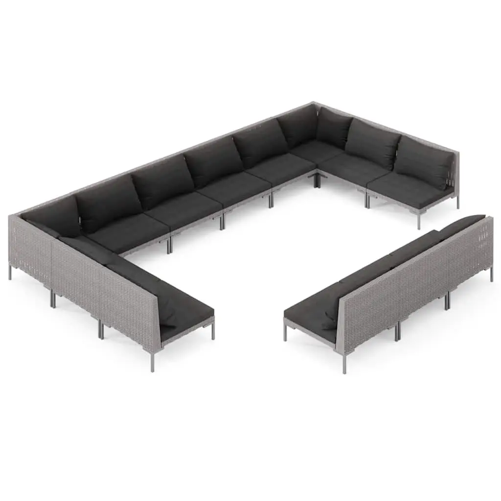 13 Piece Garden Lounge Set with Cushions Poly Rattan Outdoor Patio Furniture