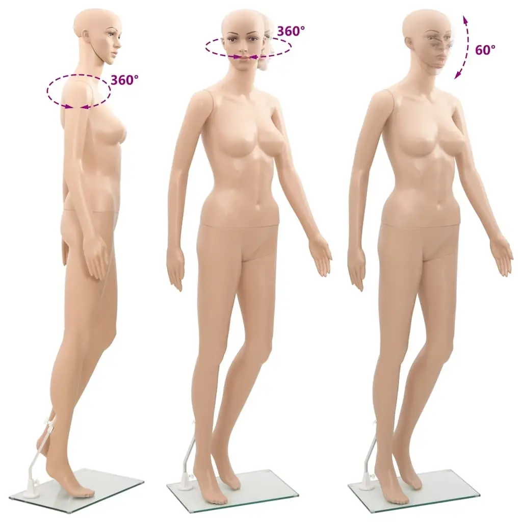 Female Mannequin Display Figure Adjustable Head Arms Beige 360° for Boutique Shop