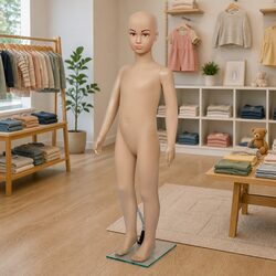 Child Mannequin Display Torso Beige Removable Arms Head Rotating Retail Shop