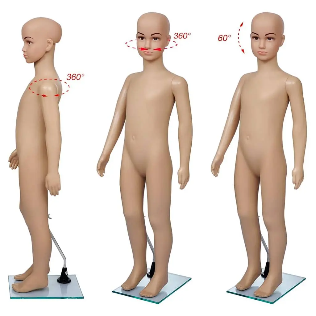 Child Mannequin Display Torso PE Beige Removable Arms Rotating 360 Degree