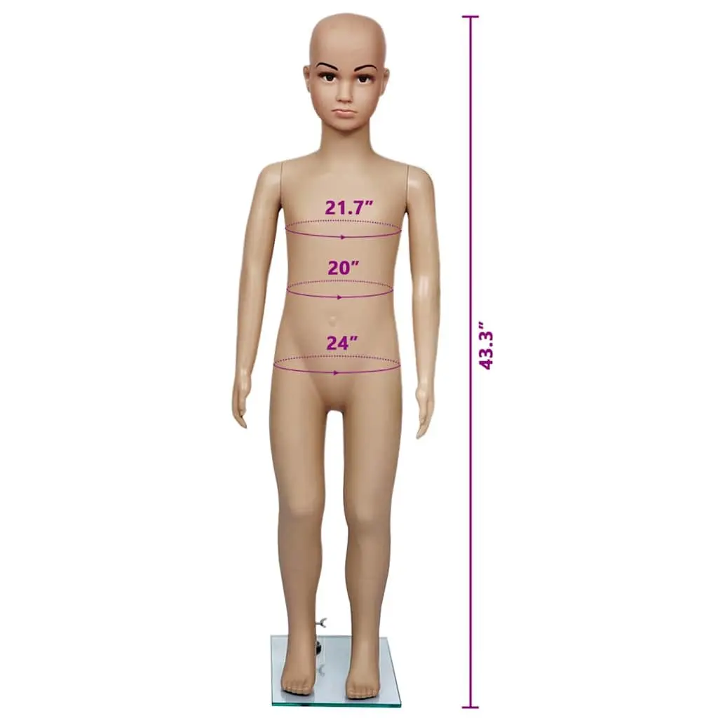 Child Mannequin Display Torso PE Beige Removable Arms Rotating 360 Degree