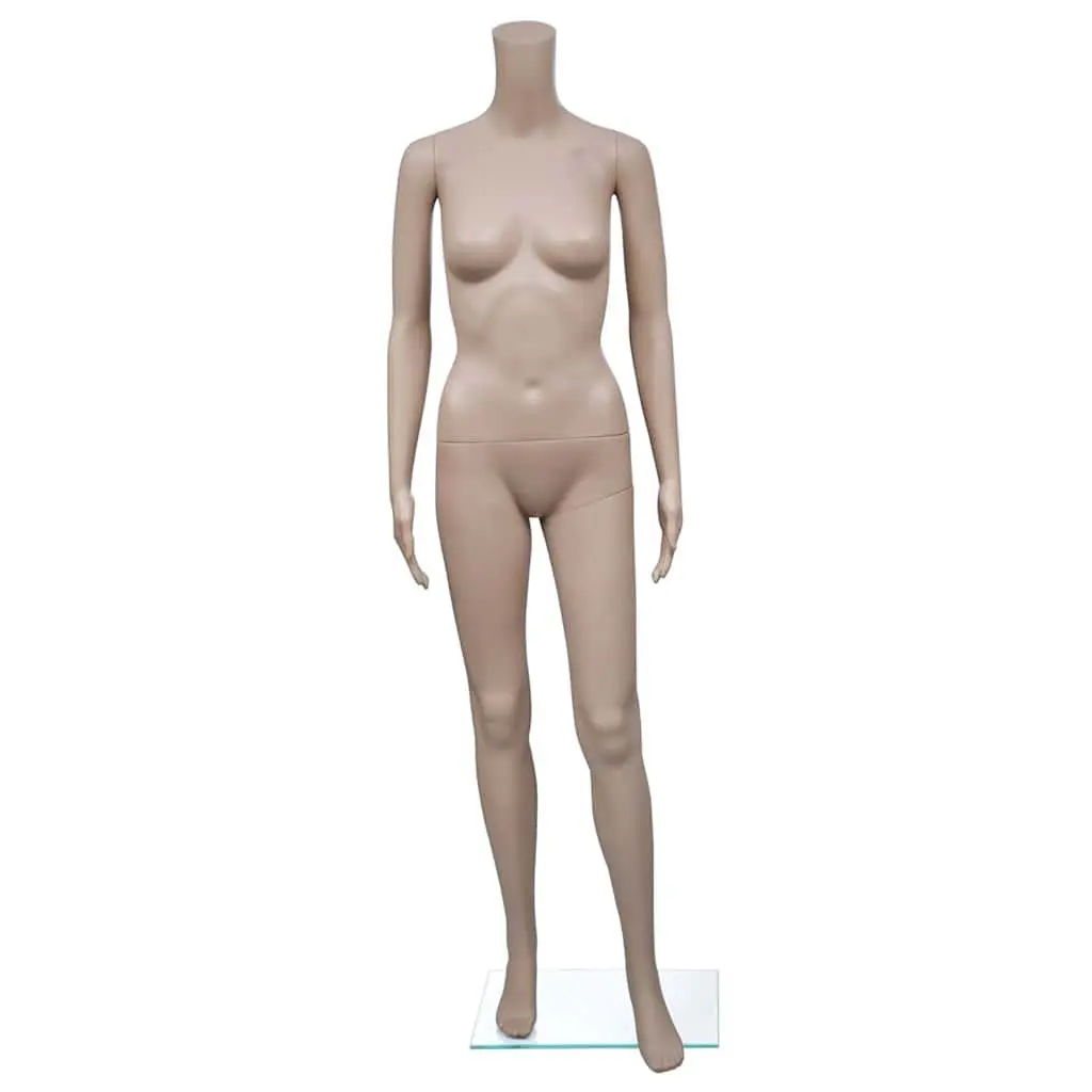 Beige Female Mannequin PE Material Display Torso Retail Shop 360 Degree Rotating Arms