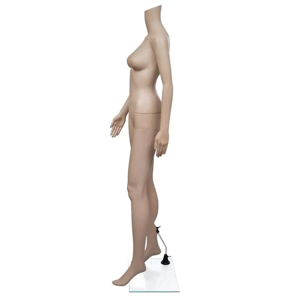 Beige Female Mannequin PE Material Display Torso Retail Shop 360 Degree Rotating Arms