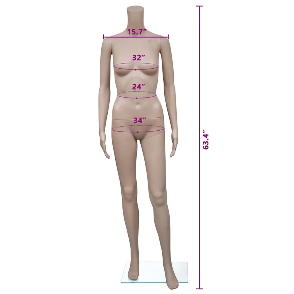 Beige Female Mannequin PE Material Display Torso Retail Shop 360 Degree Rotating Arms