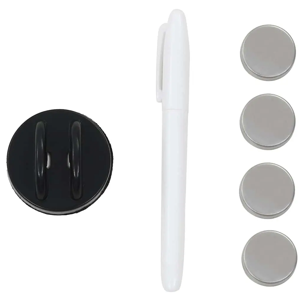 Magnetic Glass Dry Erase Board 60x40cm Black Wall Mounted Office Home