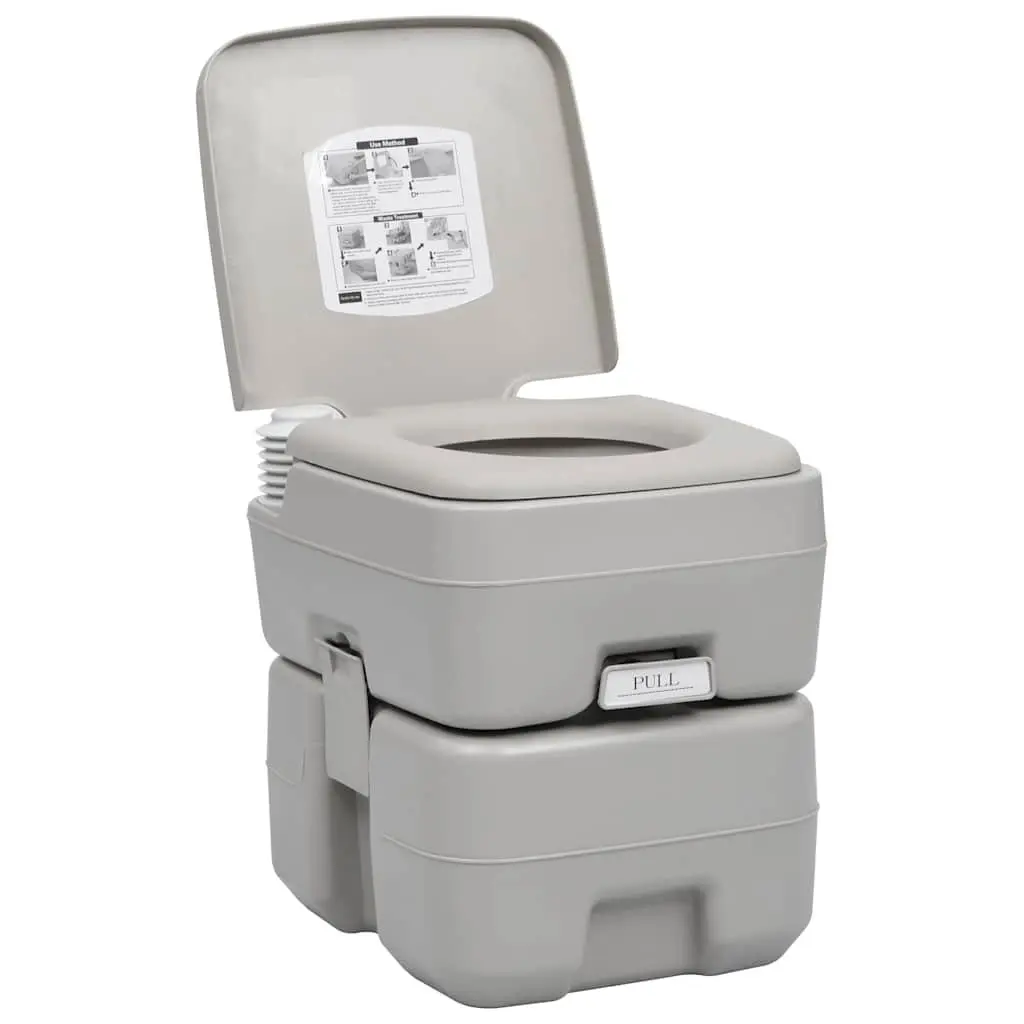 Portable Camping Toilet High-density Polyethylene 20L Waste Tank 10L Fresh Water Tank Grey