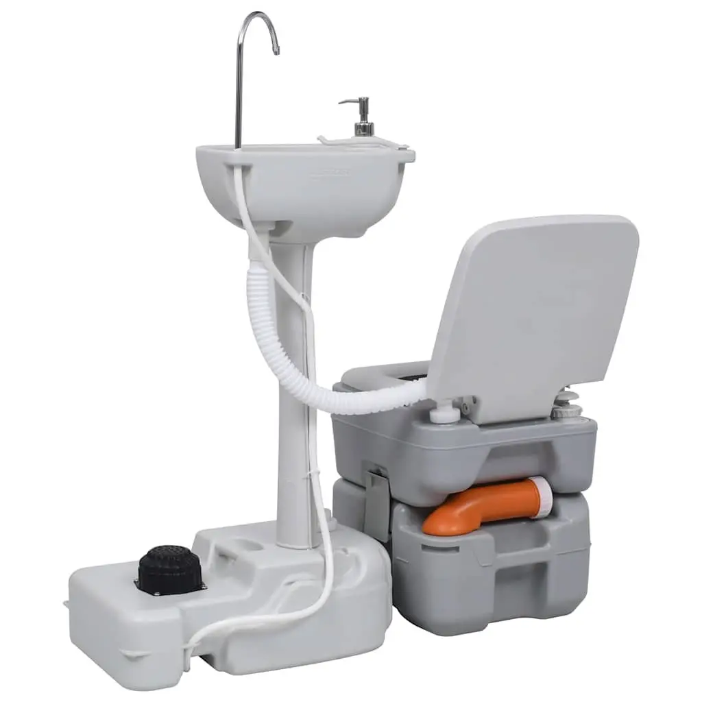 Portable Camping Handwash Station Toilet Set Grey Outdoor Waste Tank