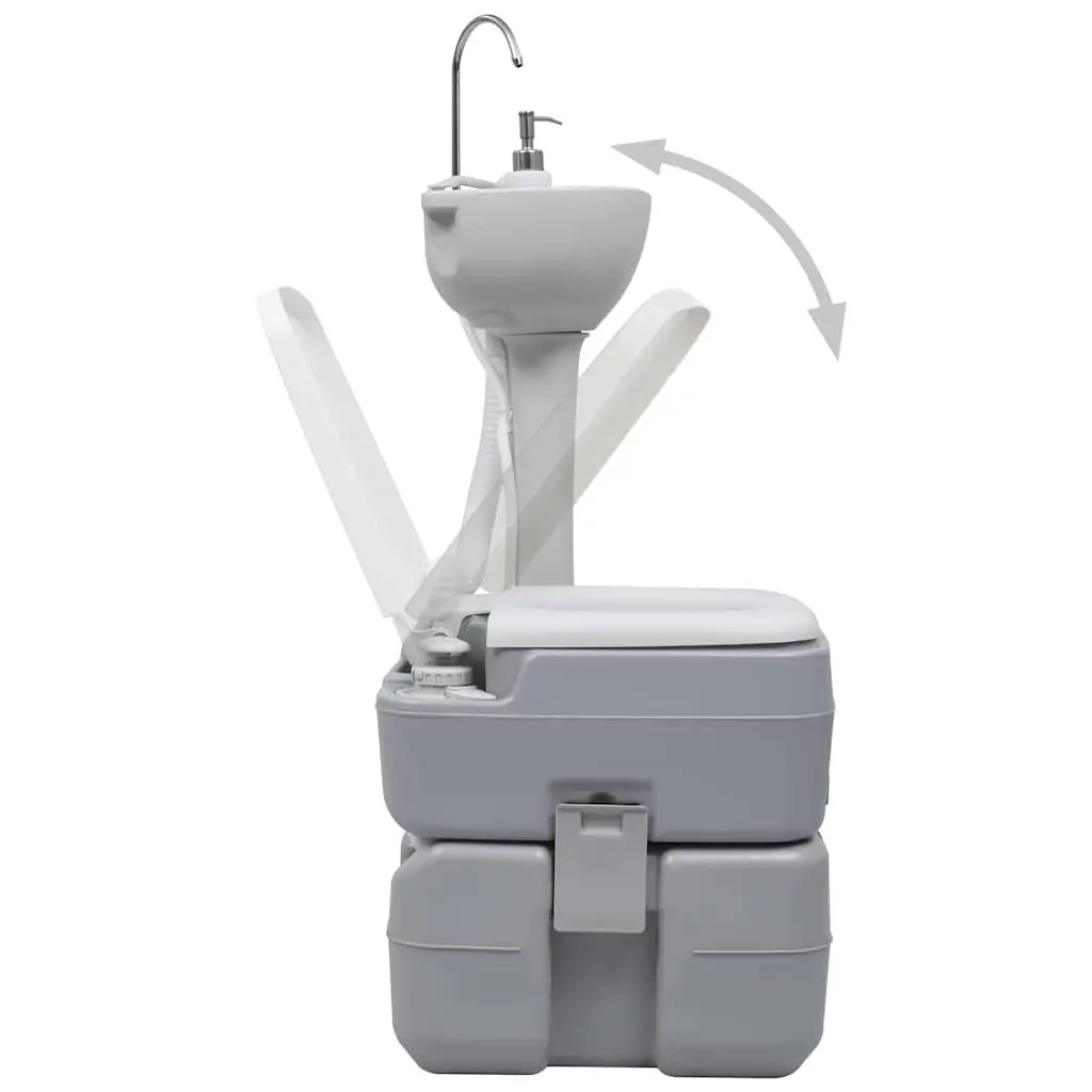 Portable Camping Handwash Station Toilet Set Grey Outdoor Waste Tank