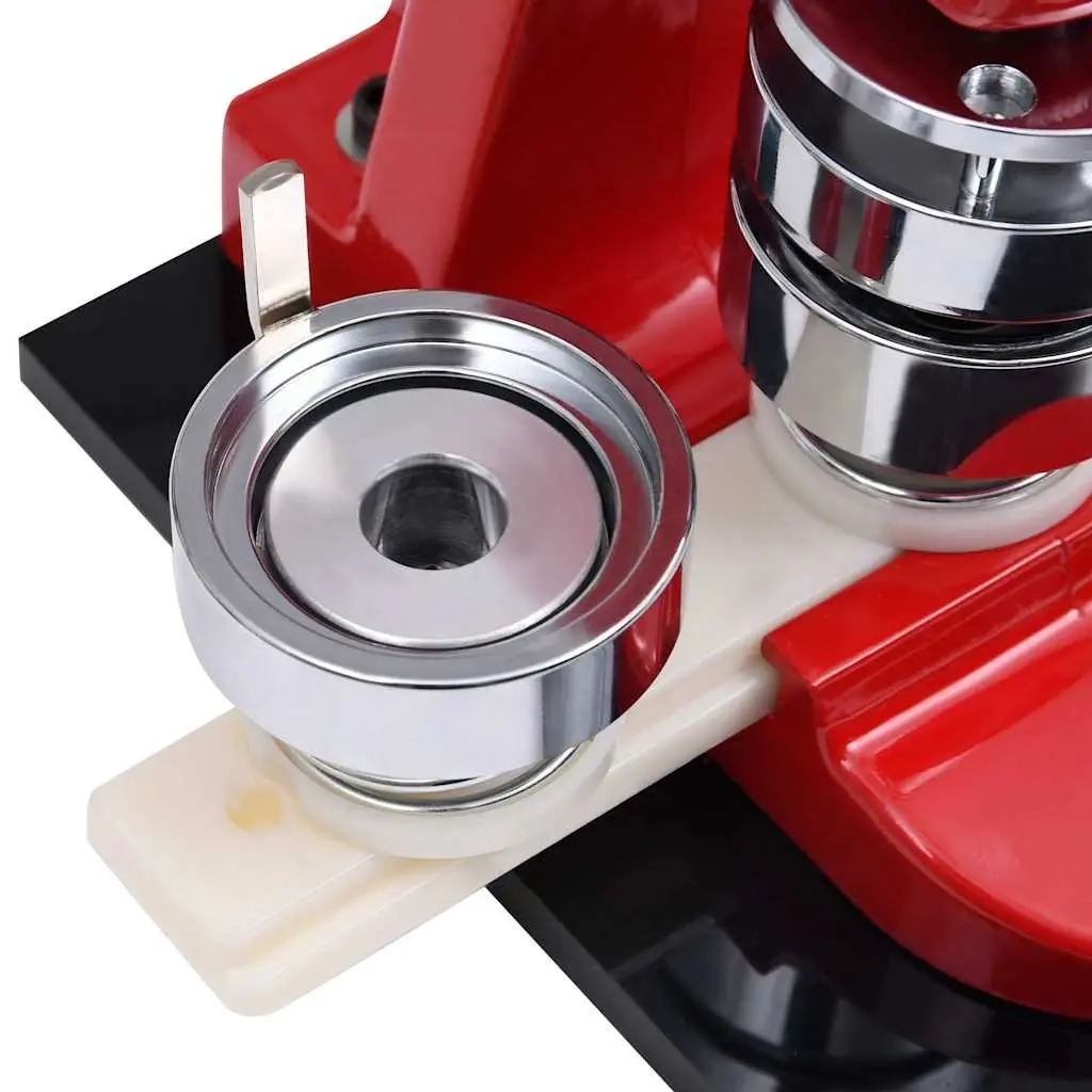 Button Maker Machine Red 44mm Custom Badge Creator with Circle Cutter for Arts and Crafts
