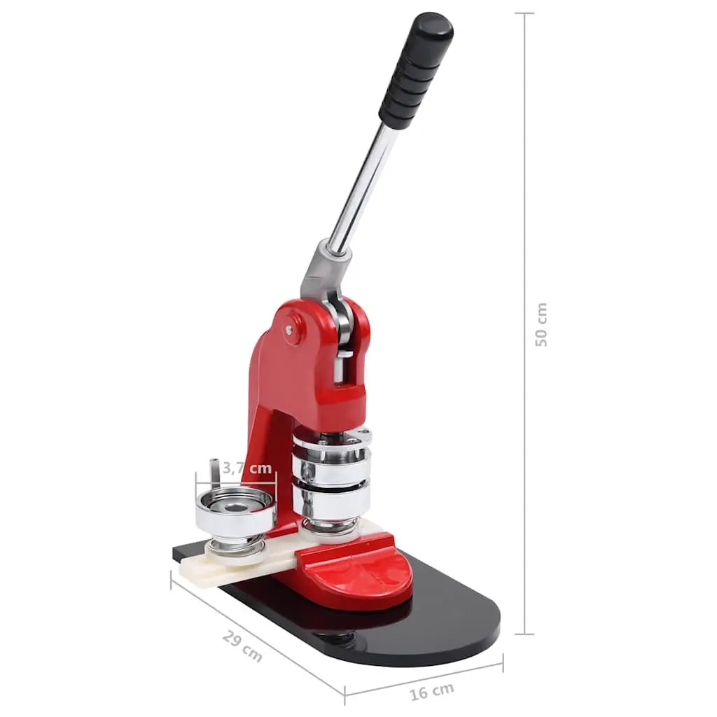Badge Maker Machine Red 37mm with Circle Cutter for DIY Crafts and Custom Badges