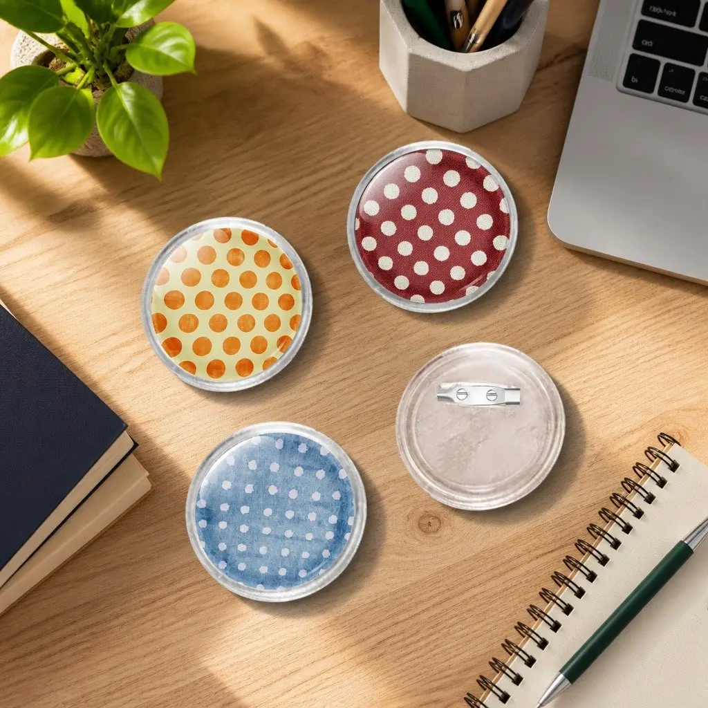 Button Badge Kit Clear Acrylic 44mm Round Transparent 100 Sets