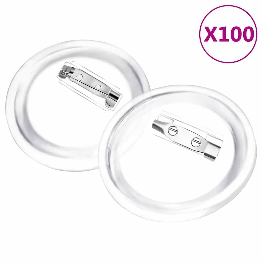 Button Badge Kit Clear Acrylic 44mm Round Transparent 100 Sets