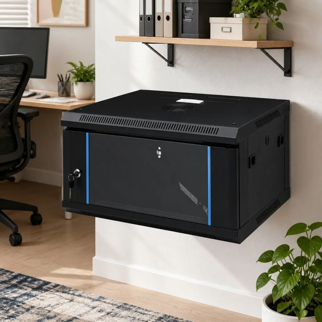 4U Wall Mounted Network Cabinet Cold-Rolled Steel 19 Inch Black