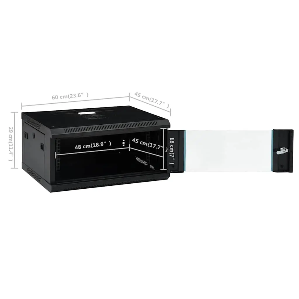 4U Wall Mounted Network Cabinet Cold-Rolled Steel 19 Inch Black