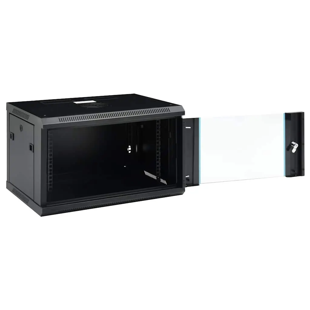6U Wall Mounted Network Cabinet 19" Black IP20 600x450x350mm Data Server Rack