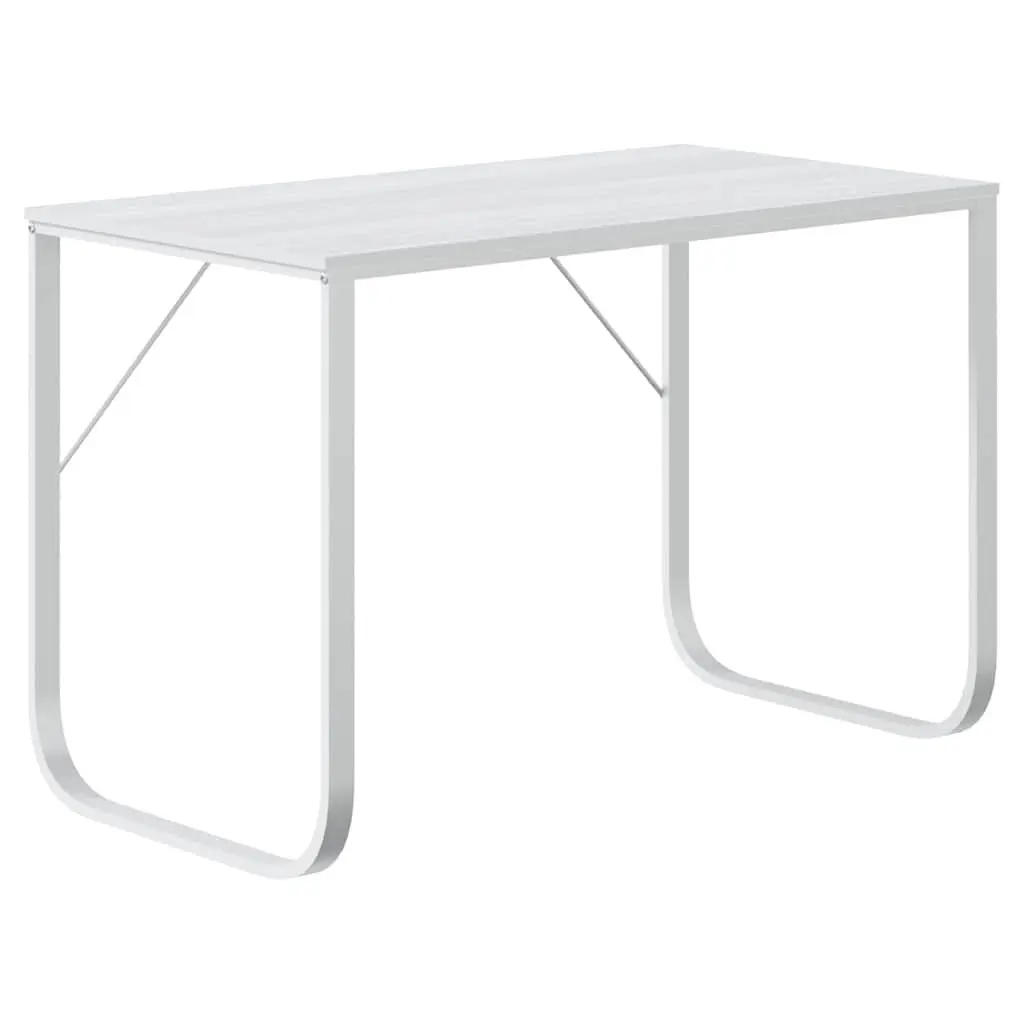 Computer Desk White 110x60x73cm Office Writing Table Engineered Wood Metal Frame