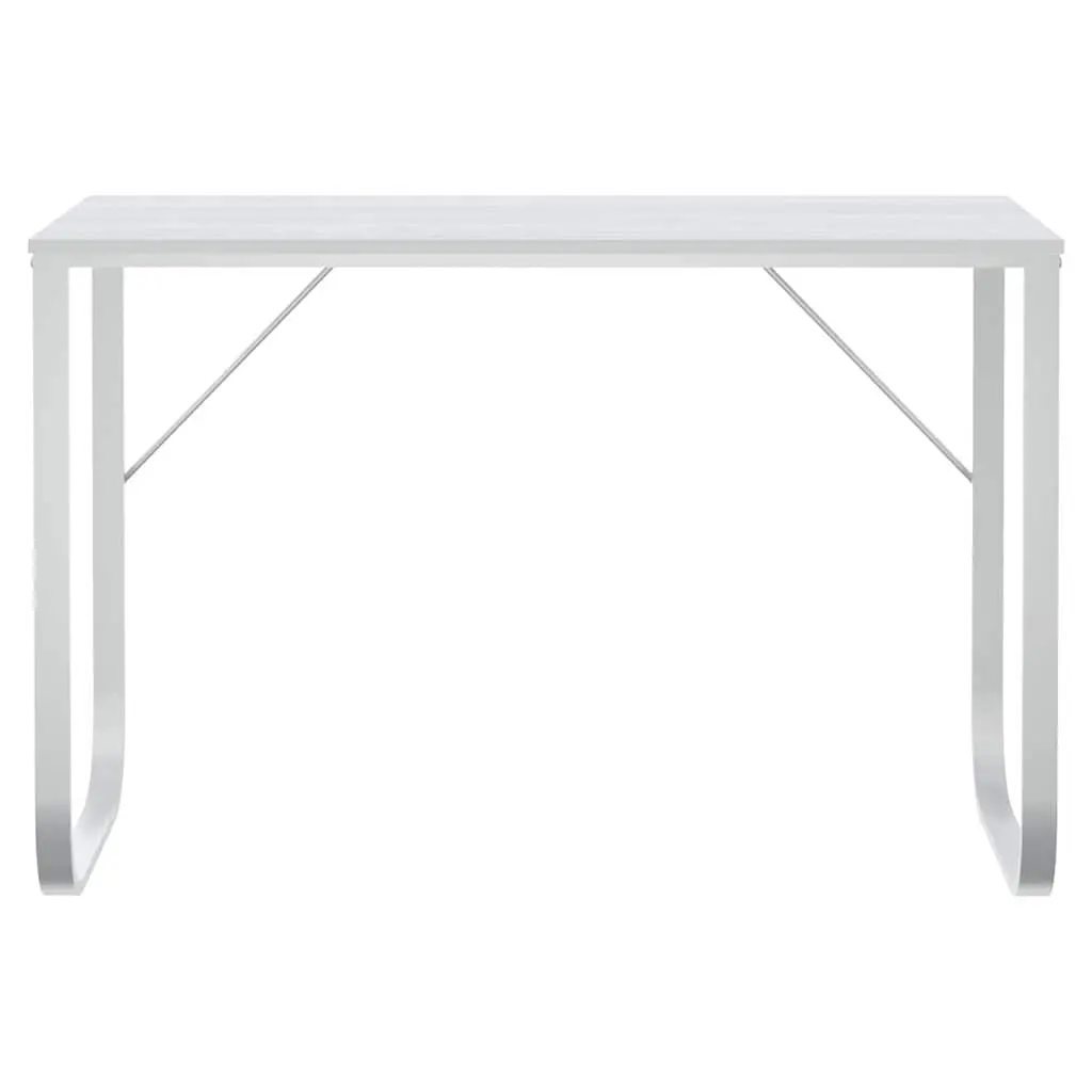 Computer Desk White 110x60x73cm Office Writing Table Engineered Wood Metal Frame