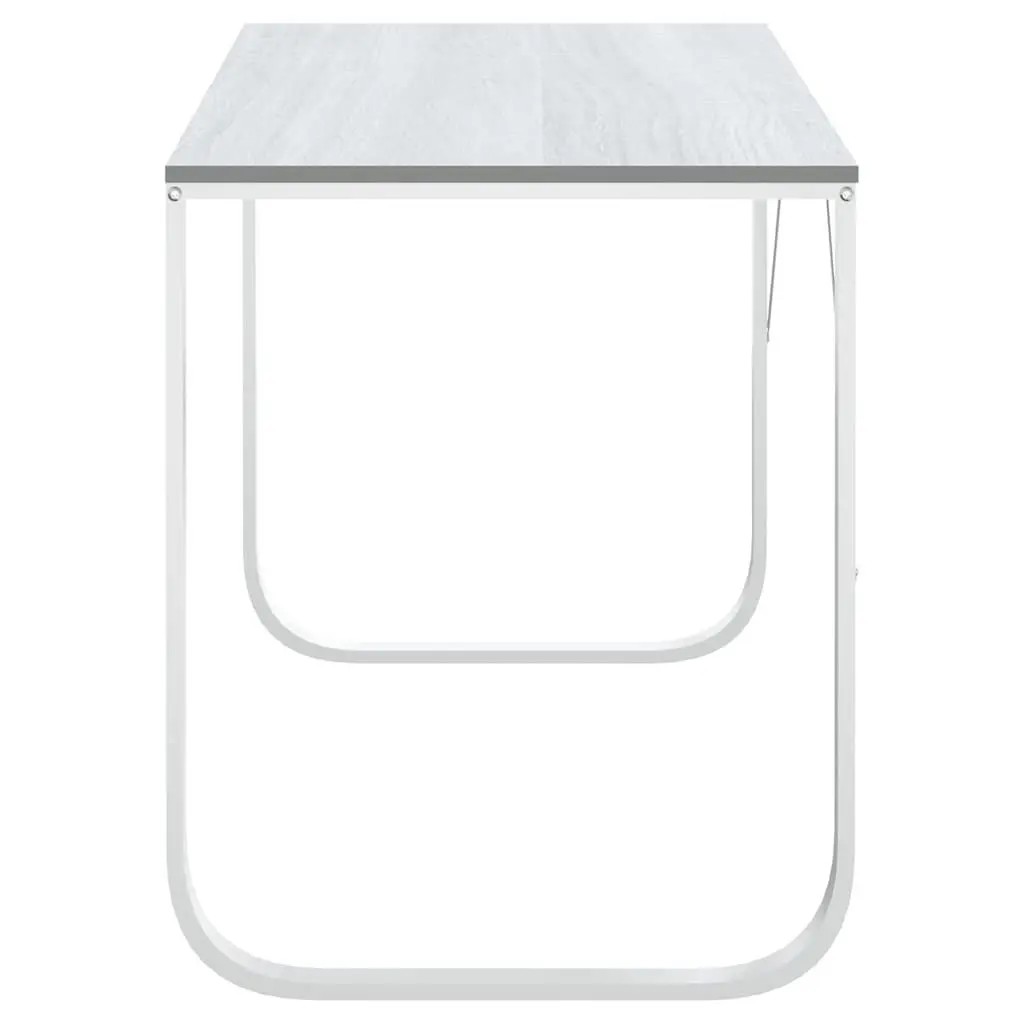 Computer Desk White 110x60x73cm Office Writing Table Engineered Wood Metal Frame