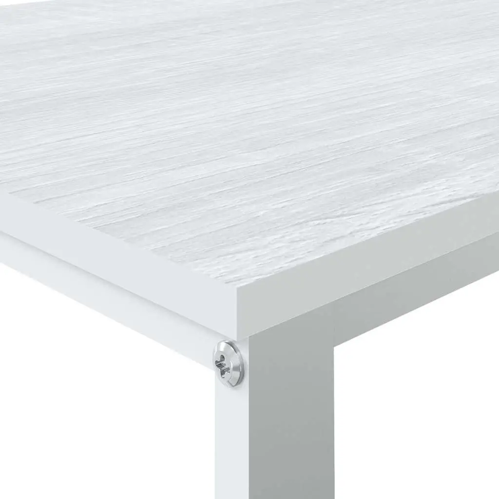Computer Desk White 110x60x73cm Office Writing Table Engineered Wood Metal Frame