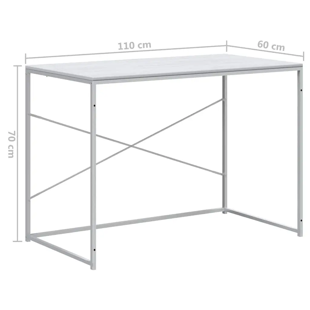 Computer Desk White 110x60x70 cm Engineered Wood Metal Frame Office Study Table