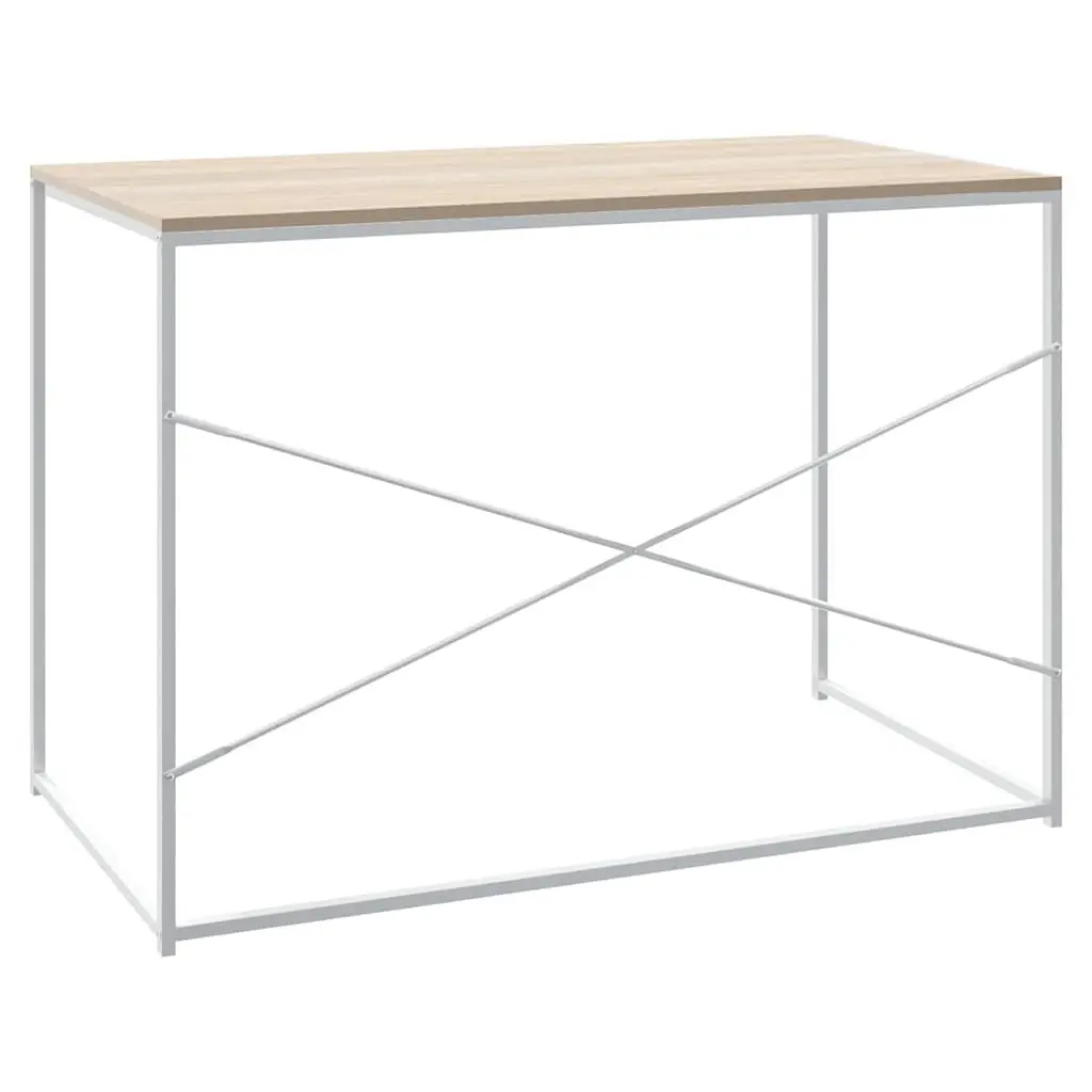 Home Office Desk Engineered Wood and Metal Frame Brown 110x60x70cm Industrial Style Writing Table