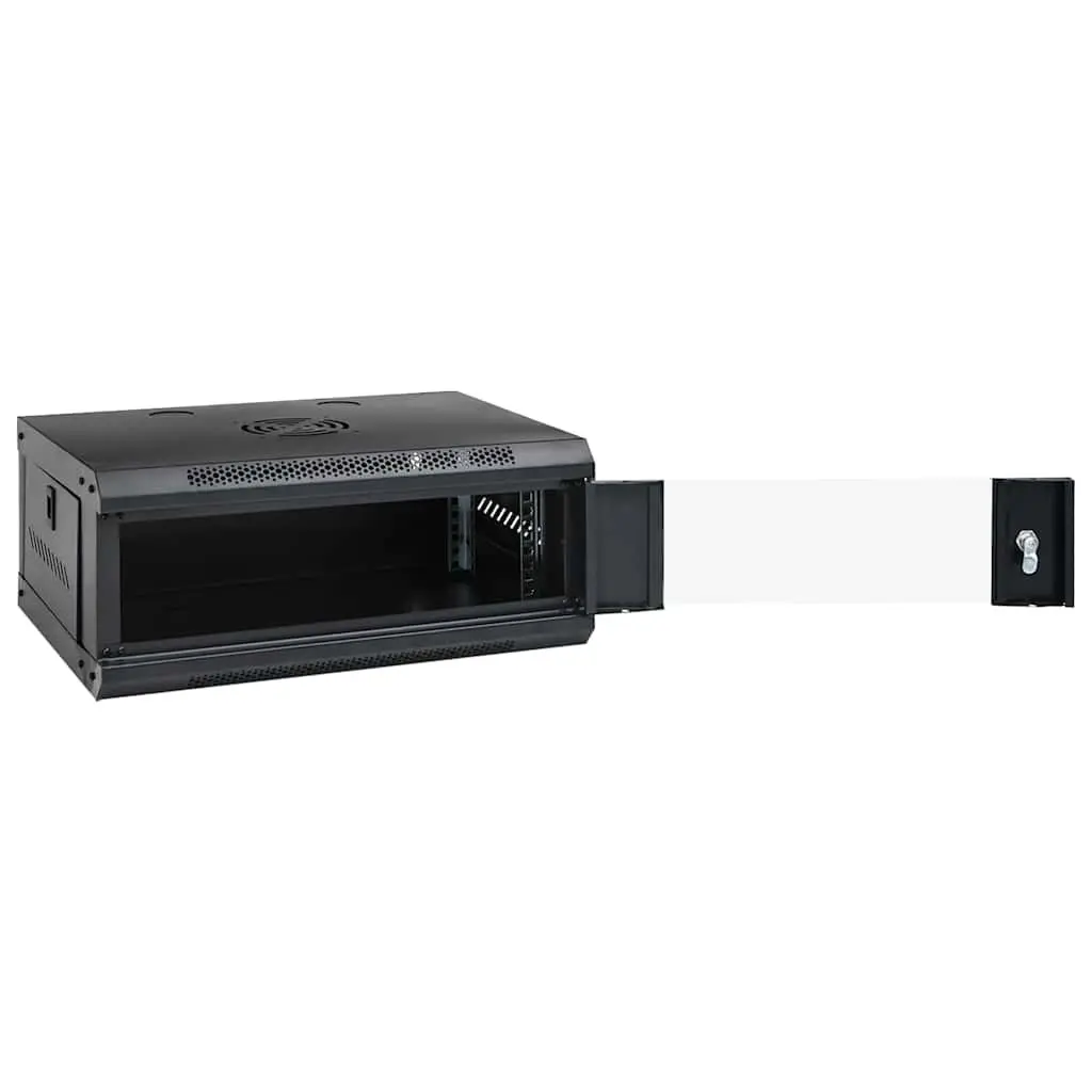4U Wall Mounted Network Cabinet Cold-Rolled Steel 53x40x21cm Black Data Server Rack Enclosure