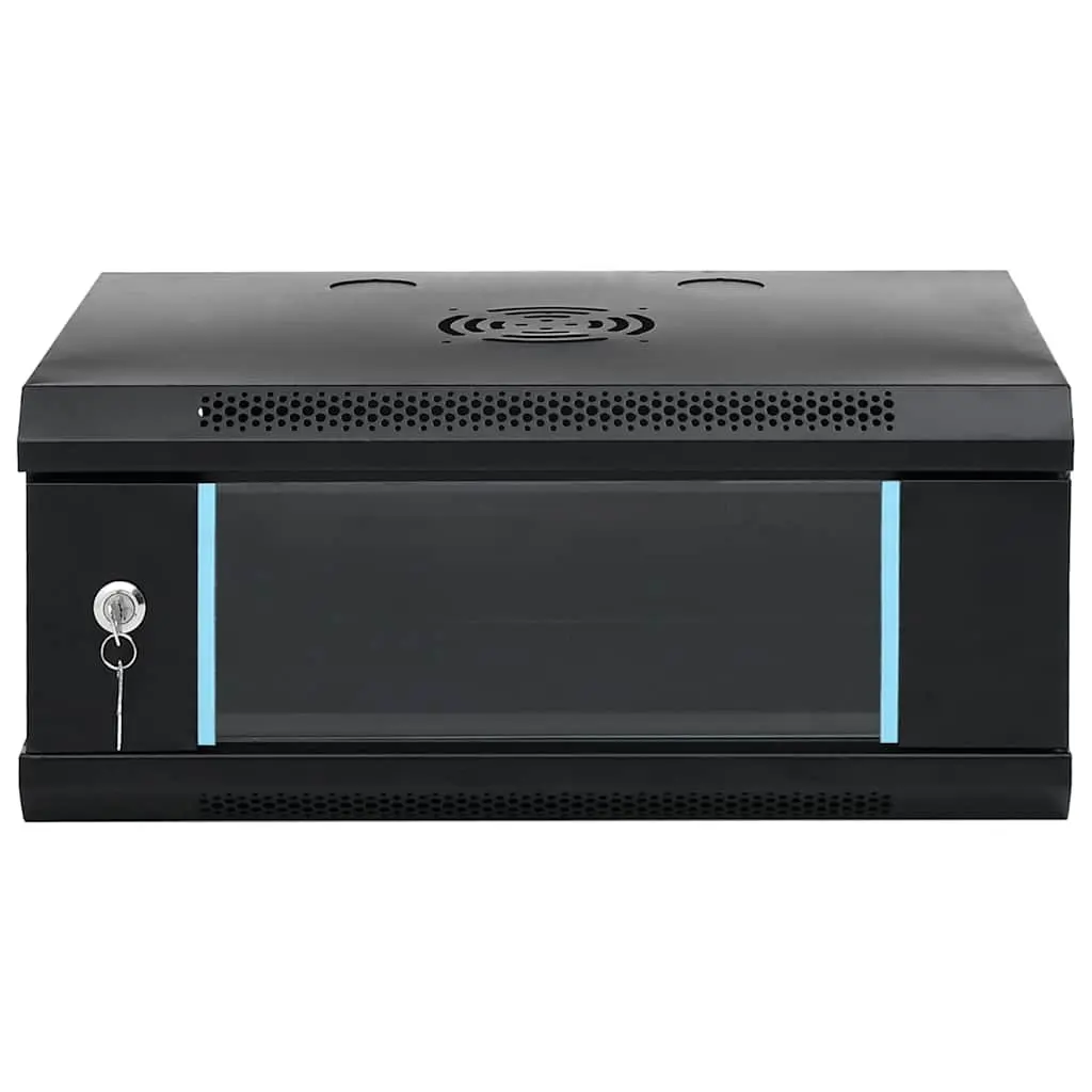 4U Wall Mounted Network Cabinet Cold-Rolled Steel 53x40x21cm Black Data Server Rack Enclosure