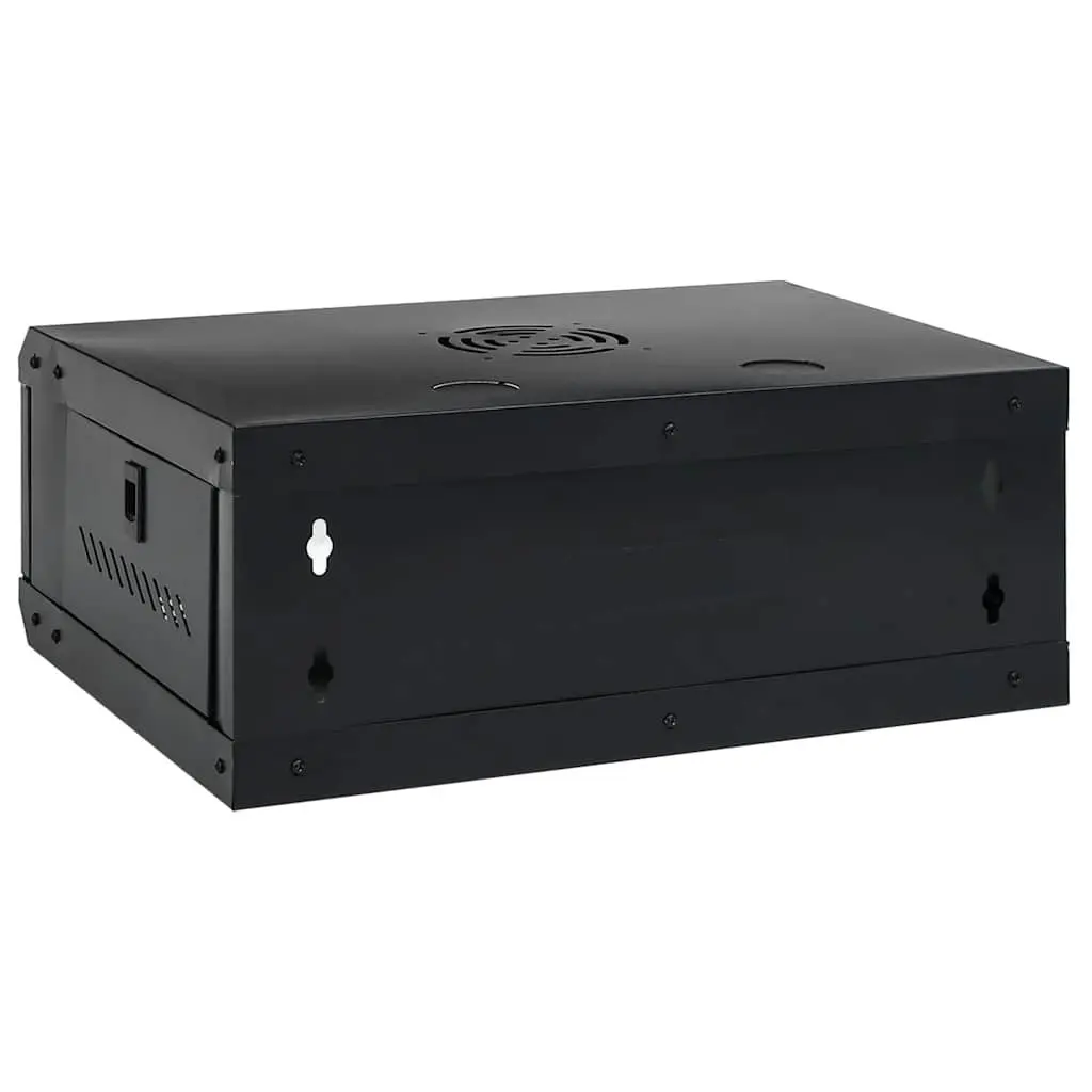 4U Wall Mounted Network Cabinet Cold-Rolled Steel 53x40x21cm Black Data Server Rack Enclosure