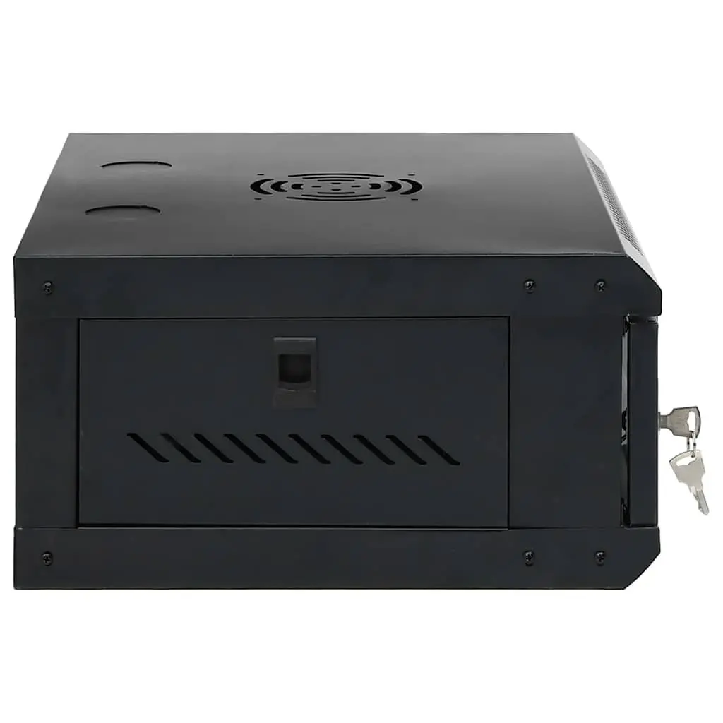4U Wall Mounted Network Cabinet Cold-Rolled Steel 53x40x21cm Black Data Server Rack Enclosure