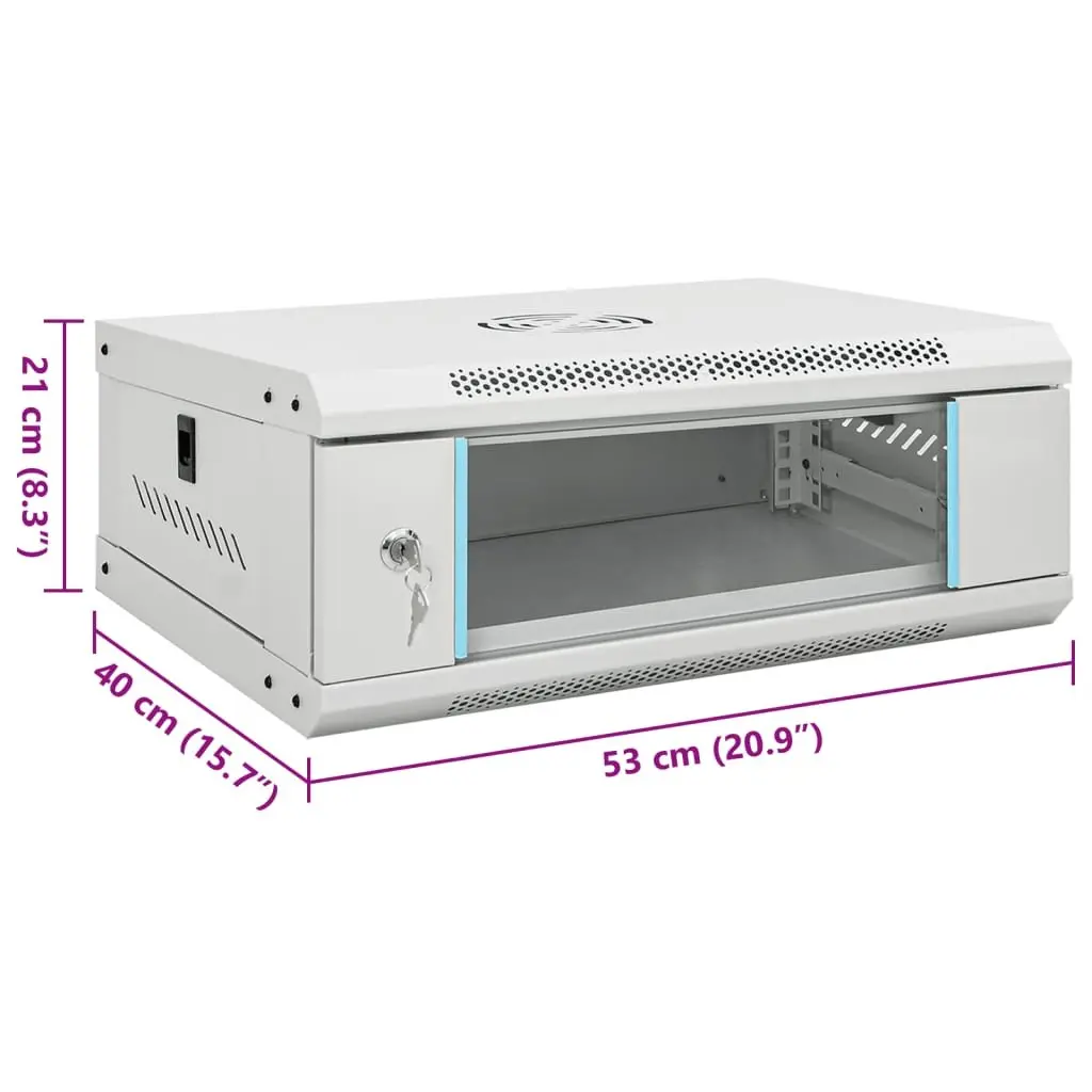 4U Wall Mounted Network Cabinet Cold-Rolled Steel 53x40x21cm Grey