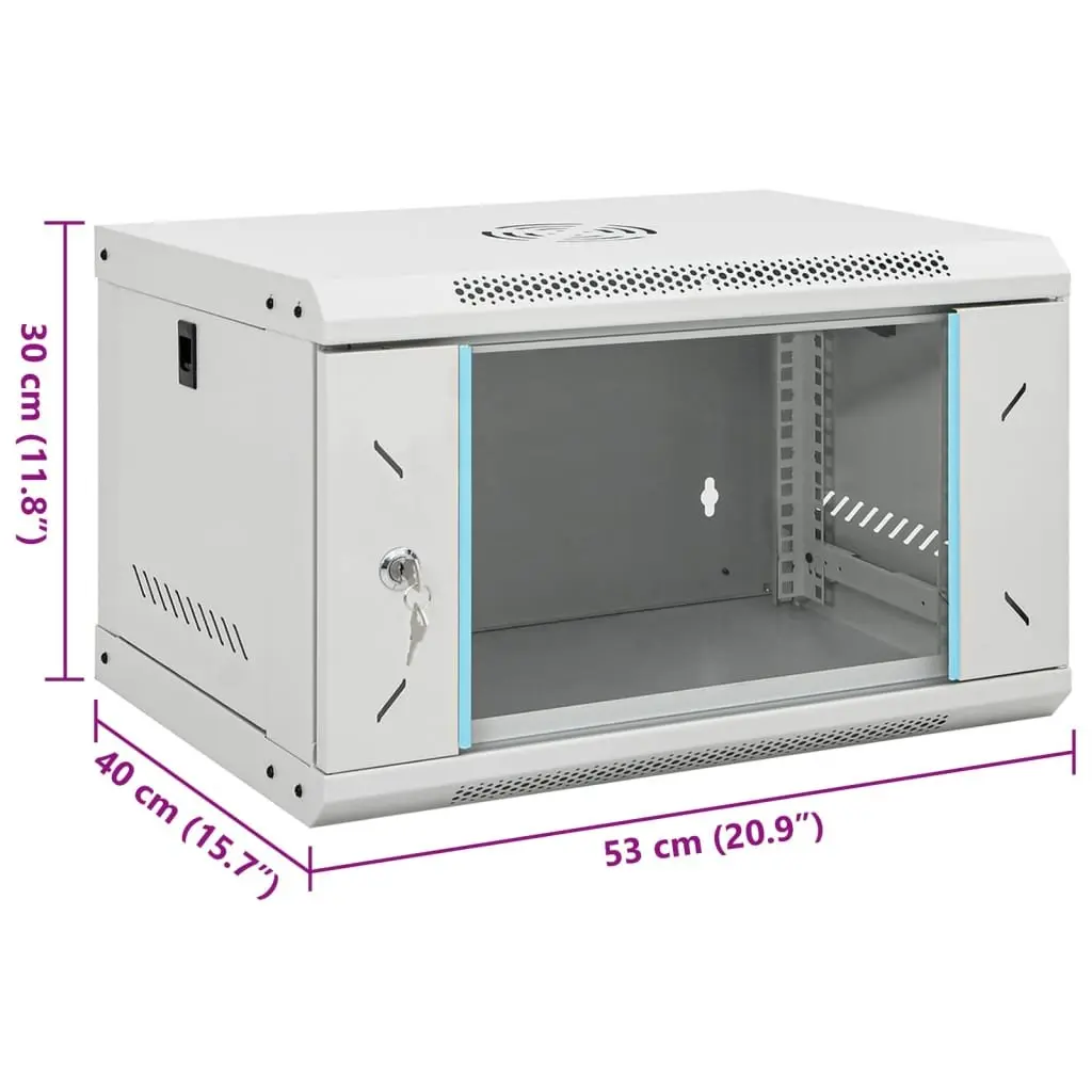 6U Wall Mounted Network Cabinet Cold-Rolled Steel 19 Inch Grey