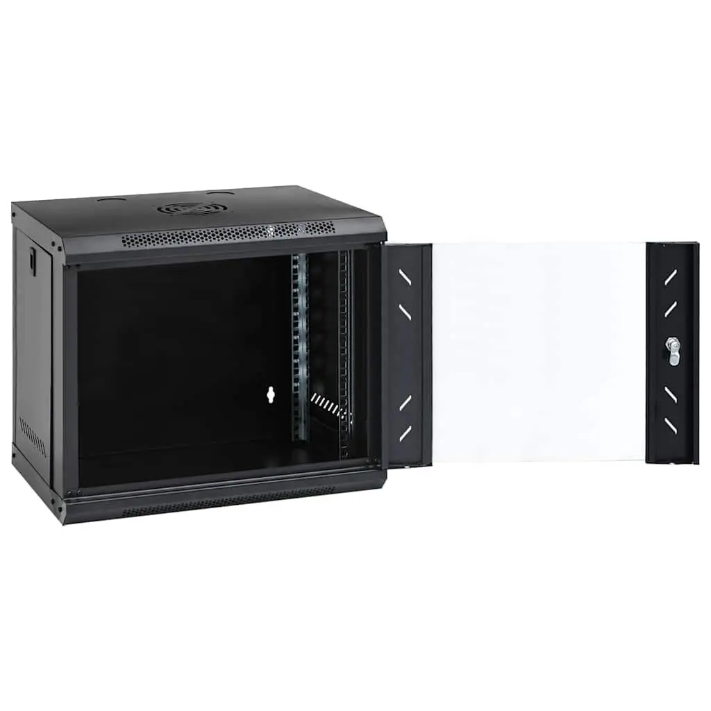 9U Network Cabinet Wall Mounted Cold Rolled Steel Black 53x40x45cm IP20 Server Rack Enclosure