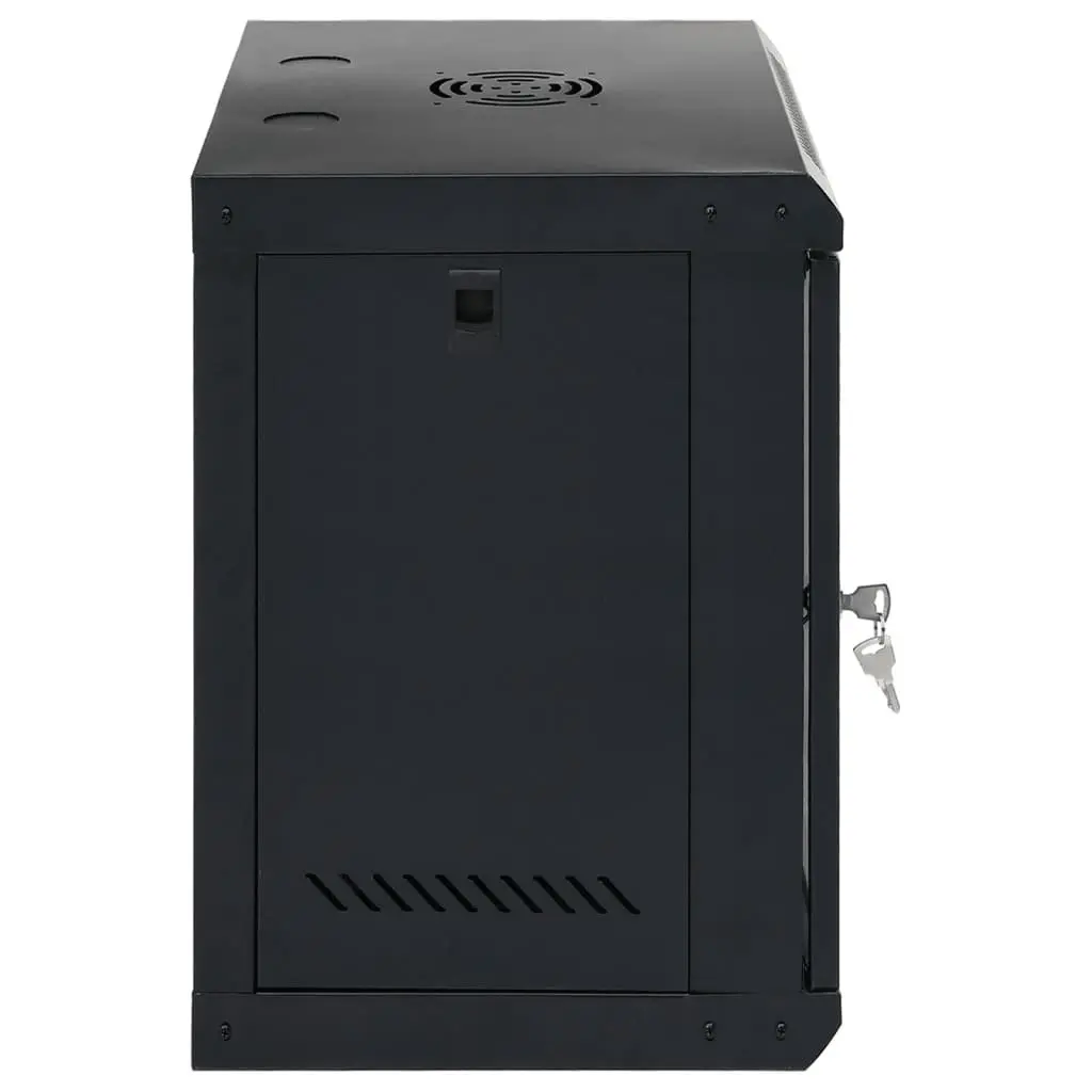 12U Network Cabinet Wall Mounted Black Enclosure 19 Inch IP20 53x40x60cm Removable Side Panels Lockable Front Door
