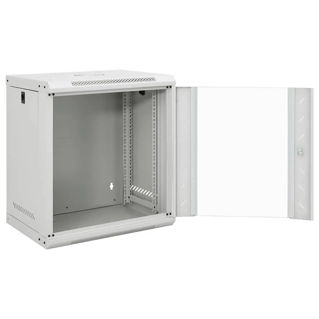 12U Network Cabinet Wall Mounted Grey 53x40x60cm Cold Rolled Steel for 19 Inch Equipment with Lockable Front Door and Removable Side Panels