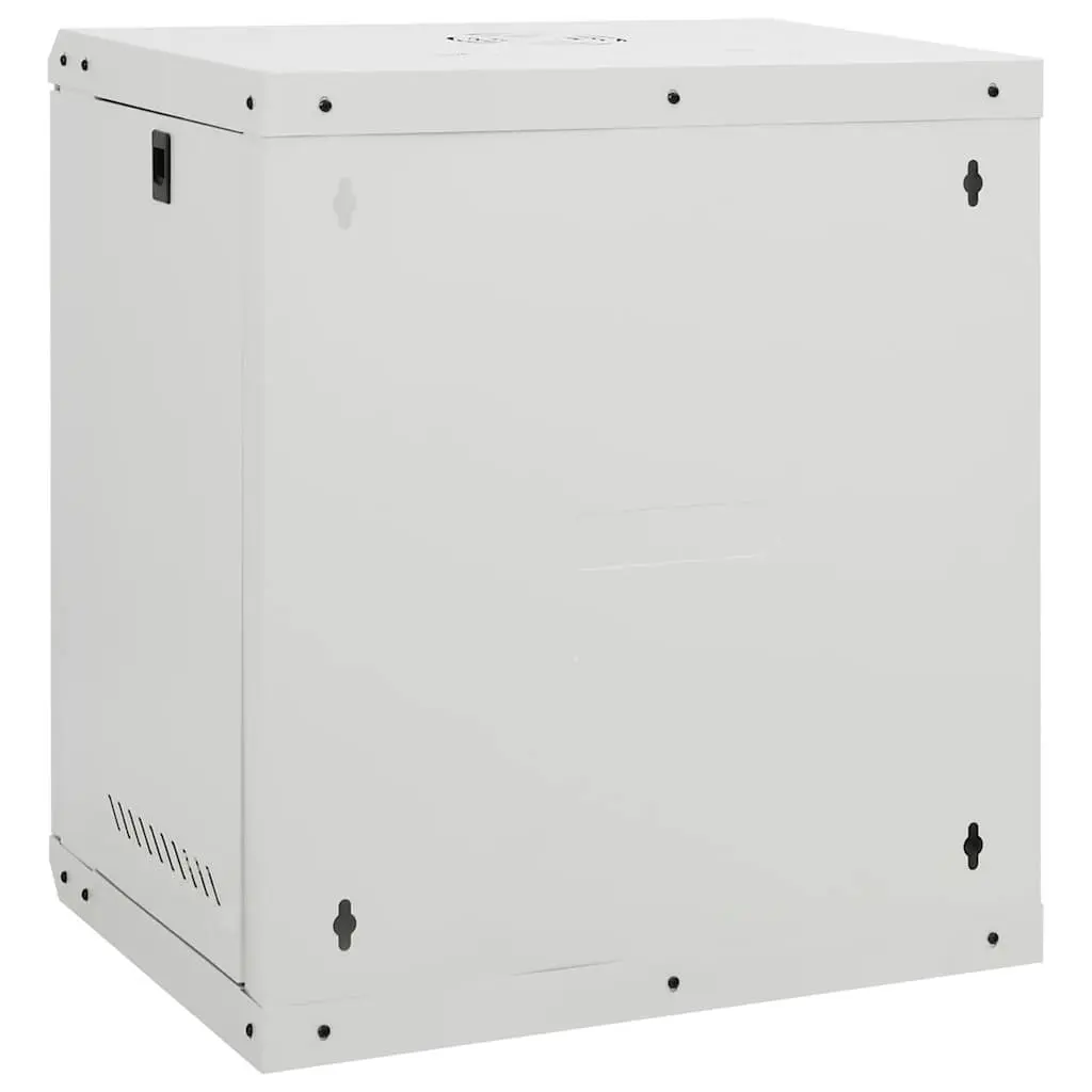 12U Network Cabinet Wall Mounted Grey 53x40x60cm Cold Rolled Steel for 19 Inch Equipment with Lockable Front Door and Removable Side Panels
