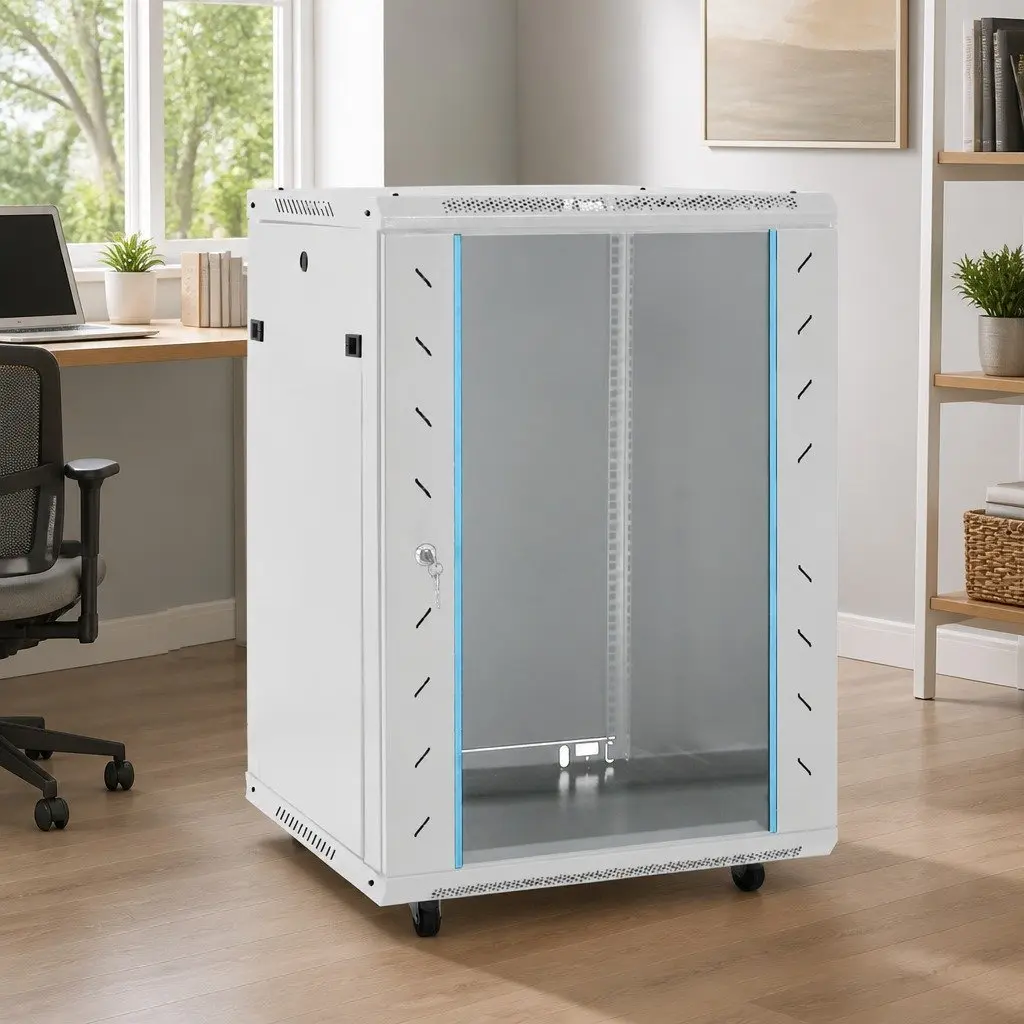15U Network Cabinet Cold-Rolled Steel 19 Inch Rack Mount Grey