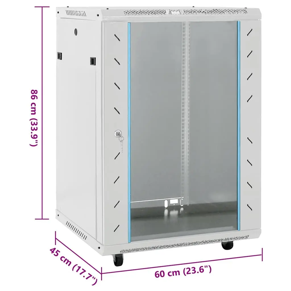 15U Network Cabinet Cold-Rolled Steel 19 Inch Rack Mount Grey
