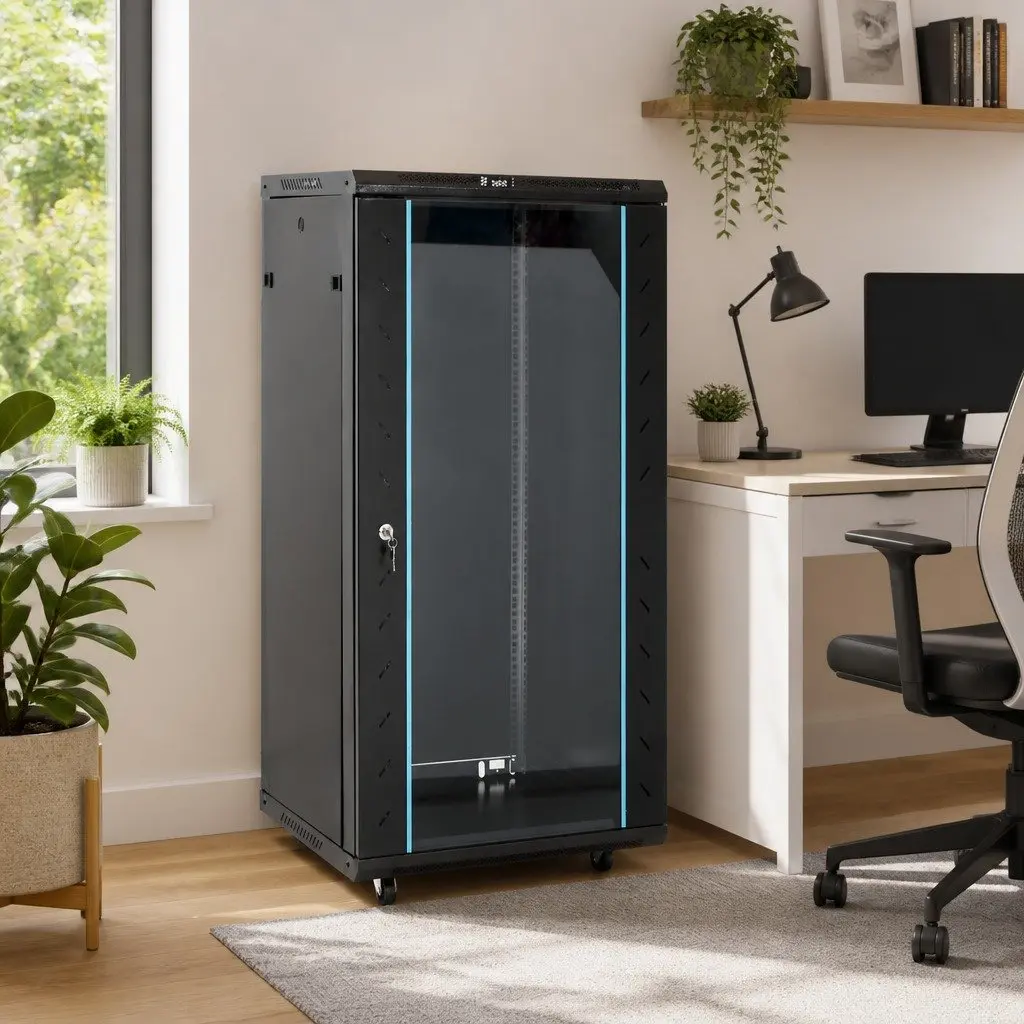 22U Network Cabinet Cold-Rolled Steel 19 Inch Black