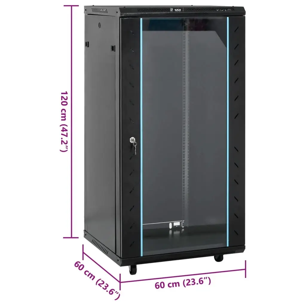 22U Network Cabinet Cold-Rolled Steel 19 Inch Black