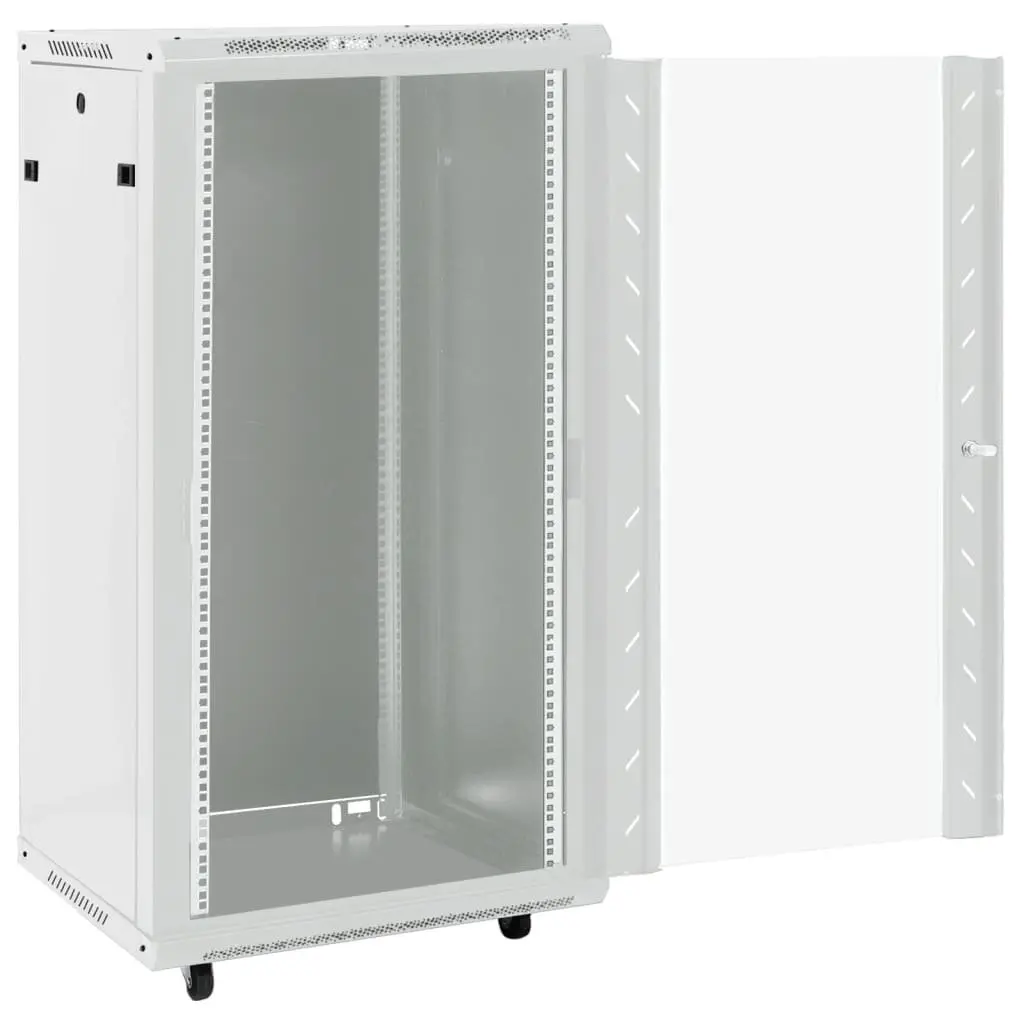 22U Network Cabinet Cold-Rolled Steel 60 x 60 x 120 cm Grey Swivel Feet Lockable Data Storage Rack System
