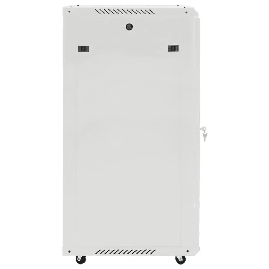 22U Network Cabinet Cold-Rolled Steel 60 x 60 x 120 cm Grey Swivel Feet Lockable Data Storage Rack System
