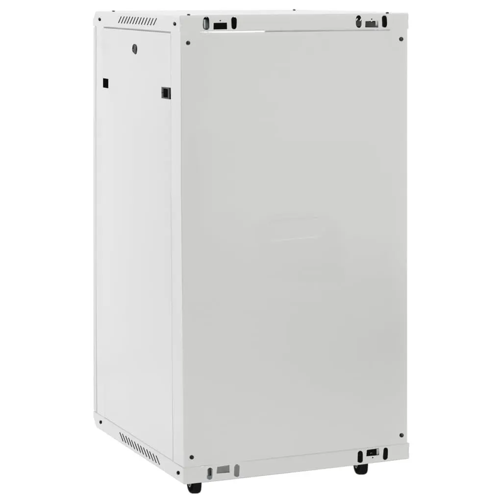 22U Network Cabinet Cold-Rolled Steel 60 x 60 x 120 cm Grey Swivel Feet Lockable Data Storage Rack System