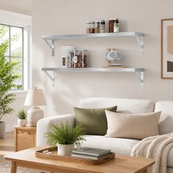 Wall Shelves 2 pcs 100x30 cm Silver Floating Storage Shelving Home Decor