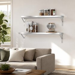 2 pcs Silver Wall Shelves 75x23.5 cm for Home