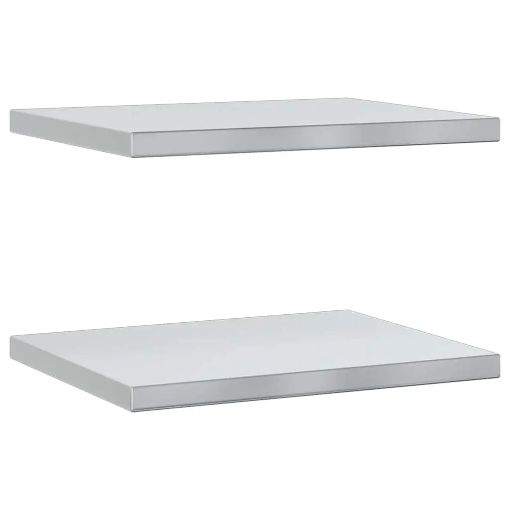 Wall Shelves Stainless Steel 50x40 cm Silver Floating Storage 2 Piece