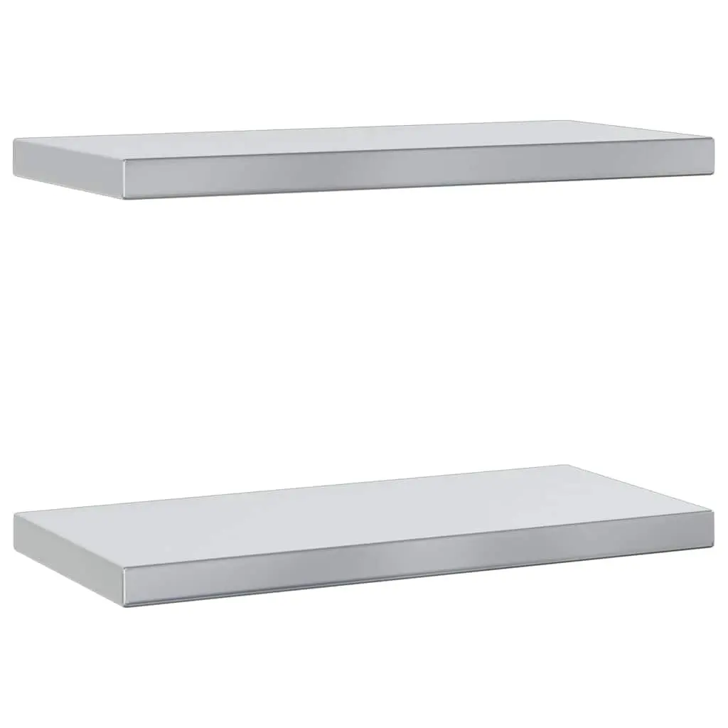 Wall Shelves Stainless Steel 50x23.5 cm Silver Floating Mounted Display Shelf 2 pcs
