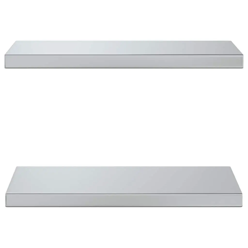 Wall Shelves Stainless Steel 50x23.5 cm Silver Floating Mounted Display Shelf 2 pcs