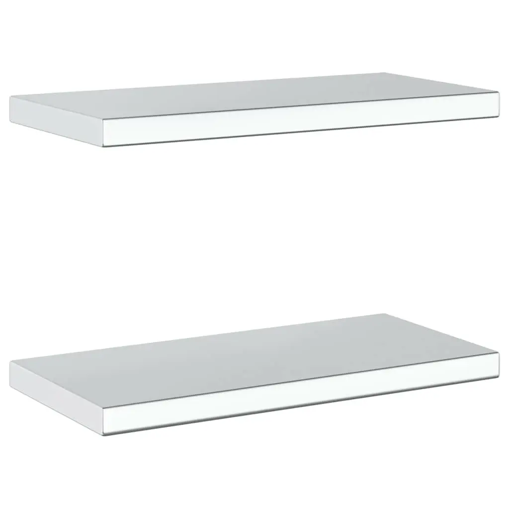 Wall Shelves Stainless Steel 50x23.5 cm Silver Floating Mounted Display Shelf 2 pcs