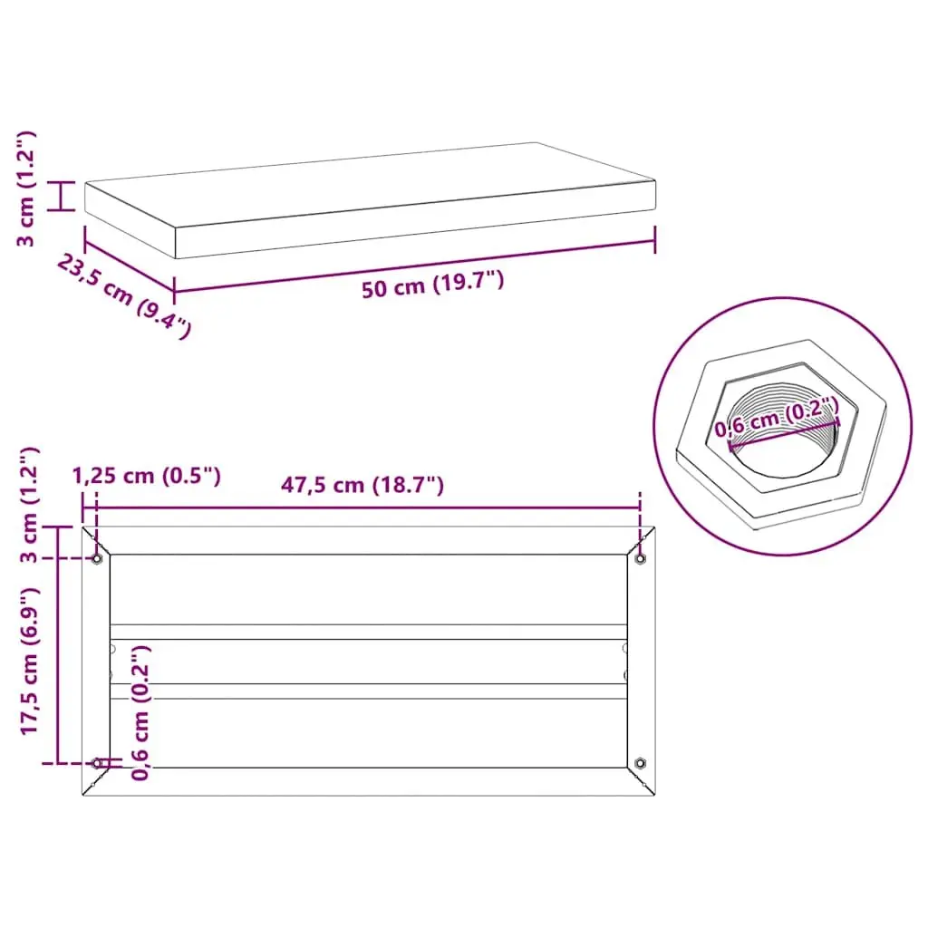 Wall Shelves Stainless Steel 50x23.5 cm Silver Floating Mounted Display Shelf 2 pcs